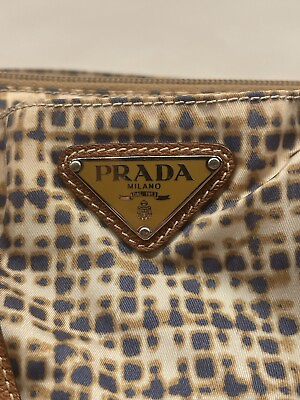 #ad Vintage PRADA tote abstract brown blue Shoulder Nylon Carry On Travel Weekend