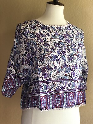 #ad Rip Curl Women#x27;s Purple Blouse Floral Skyla Printed Shirt Top size S M