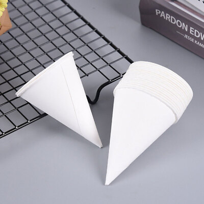 #ad 200pcs Paper Ice Cream Cups Disposable Cone Shaped Paper Ice Dessert Cups