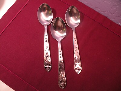 #ad Set Of 3 International Silver PUEBLO Stainless Place Oval SOUP SPOONS 6 7 8quot;