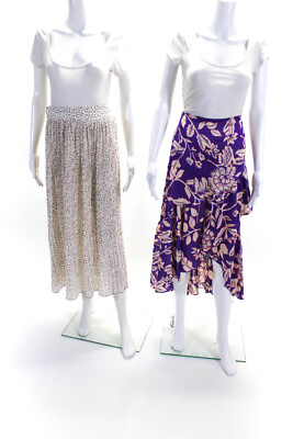 #ad Zara Womens A Line Maxi Skirts White Purple Size Small Medium Lot 2