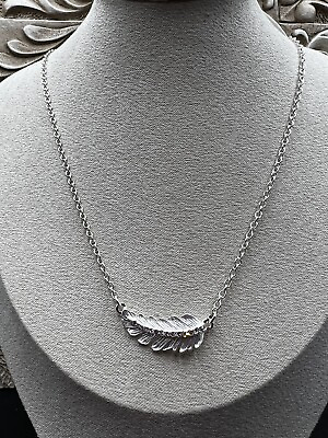 #ad HSN Roberto by RFM quot;Cortonaquot; Crystal Leaf 20” Silver Tone Feather Necklace