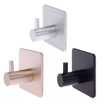 #ad Stainless Steel Self Adhesive Wall Coat Rack Key Holder Rack Towel Hook