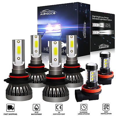 #ad For Honda Civic 2006 2015 6x 6000k LED Headlight High Low Beam Fog Light Bulbs