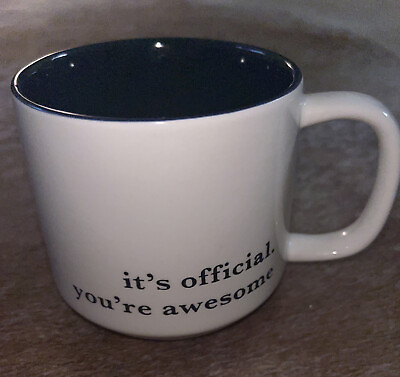 #ad Threshold Stoneware Mug “Its Official You’re Awesome” Coffee Tea Cocoa Cup