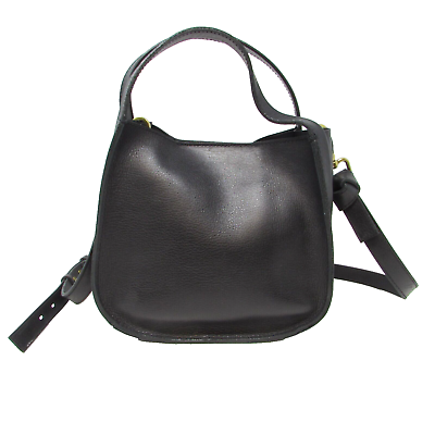 #ad Madewell Black Satchel Handbag 2 Handles Strap 2 Pocket Purse Medium Leather