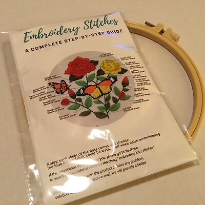 #ad BUTTERFLIES amp; ROSES EMBROIDERY STITCHES CROSS STITCH KIT HOOP THREAD NEEDLES