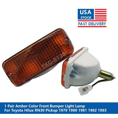 #ad 1 Pair Amber Front Bumper Light Lamp For Toyota Hilux RN30 N30 Pickup 1979 1983