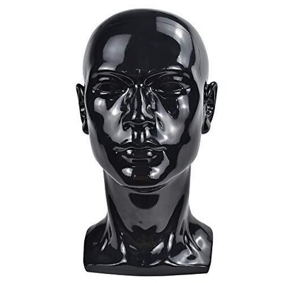 #ad PVC Mannequin Head Black Male Manikin Dummy Stand Model Display Hat Scarf Wigs H