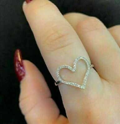 #ad 1.20Ct Simulated Diamond Heart Shape Birthday Gift Ring