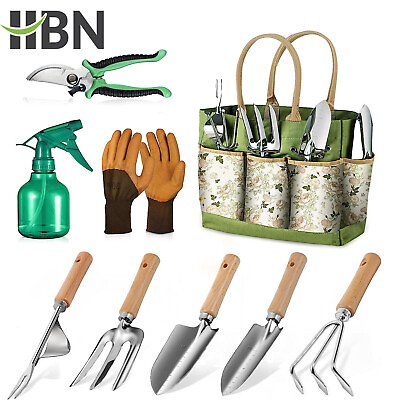 #ad HBN Garden Tool Set 9Pcs Heavy Duty Gardening Hand Tools with Fashion amp; Durable