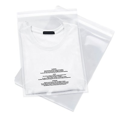 #ad Poly Bags Resealable Suffocation Warning Clear Merchandise 1.5 mil Shirt Apparel