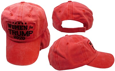 #ad Women For Trump 2020 Red Washed Black Letters 100% Cotton Embroidered Hat Cap