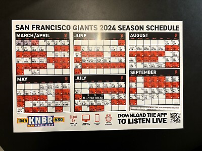 #ad 2024 SAN FRANCISCO SF GIANTS AUTHENTIC FAN SCHEDULE CHEER CARD SGA 11 by 17 inch