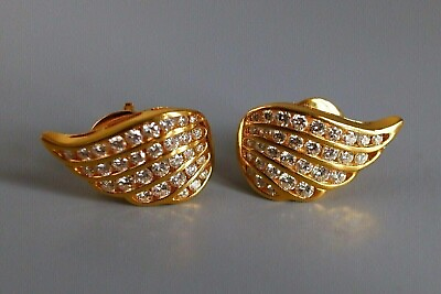 #ad Diamond 1 Ct Round Lab Created Women Wings Stud Earrings 14K Yellow Gold Plated