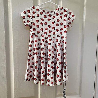#ad Sweet Bamboo Ladybug Swirly Short Sleeve Dress Girls Size 18 24 Months NWT