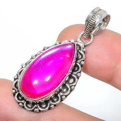 #ad Women Day Gift Glass Gemstone Jewelry Silver Plated Valentine Gift Pendant 1.76quot;