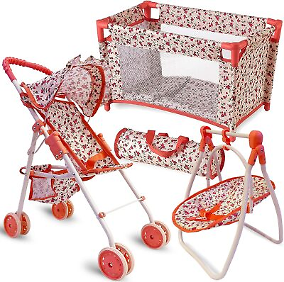 #ad Baby Doll Accessories Set 3 1 Furniture with Floral