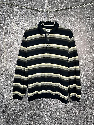 #ad Mens Lacoste Striped Wool Sweater Pullover Size 4 Medium