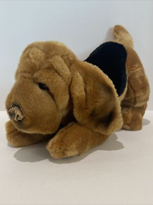 #ad Vintage Animal Alley Realistic Bloodhound Dog 12” Plush Brown Black Toys R Us