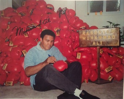 #ad Muhammad Ali 5quot;x7quot; Signed Photo quot;Signing Glovesquot; Glossy Reprint Copy