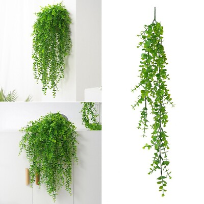 #ad Green Artificial Hanging Plants Flowers Garland Fake Vine Trailing House Plants