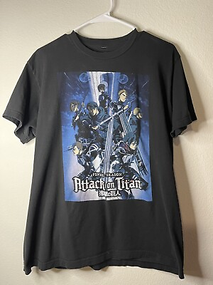 #ad Attack on Titan Shirt Adult Large Black Final Season Graphic Anime Mens