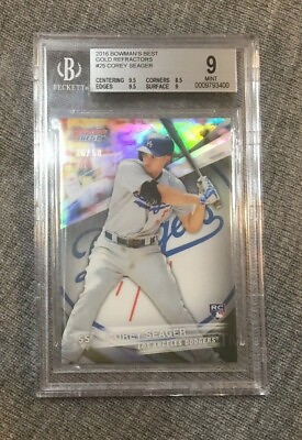 #ad Corey Seager 2016 Bowmans BEST BGS 9 MINT GOLD #D 50 REFRACTOR RC LOGO HOT