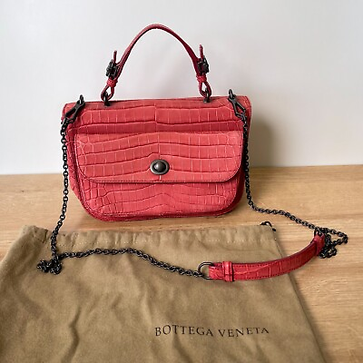 Bottega Veneta Crocodile Exotic Rose Shoulder Crossbody Small Authentic Bag $2288.70
