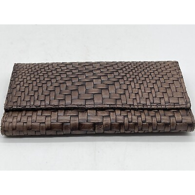 #ad Patricia Nash Italian Leather Wallet Trifold Wicker Design