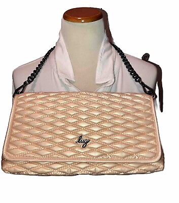 #ad NWT LUG Strut Shoulder Bag With Metallic Chain Strap Clutch Purse BALLET PINK