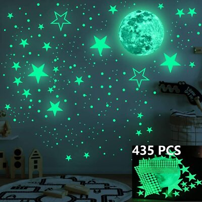 #ad 435Pcs Glow In The Dark Luminous Stars Moon Wall Stickers Kid Ceiling Room Decor