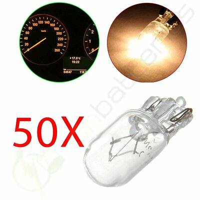 #ad 50pcs T10 194 Warm White Halogen Bulbs Instrument Panel Dash Cluster Light Lamp
