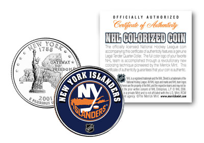 #ad NEW YORK ISLANDERS NHL Hockey New York Statehood Quarter U.S. Coin * LICENSED *