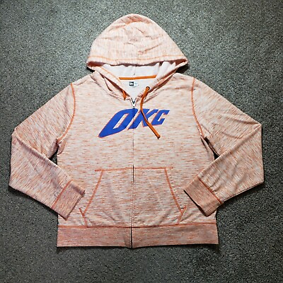 #ad Oklahoma City Thunder Sweatshirt Womens 2XL Orange Zip Up Hoodie NBA New Era