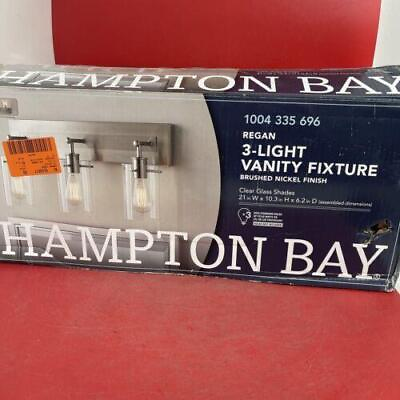 #ad NEW SEALED Hampton Bay Regan 21 in. 3 Light Brushed Nickel Vanity Light Bin67