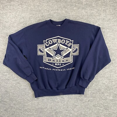 #ad Vintage Dallas Cowboys Crewneck Sweatshirt Large VTG Texas Blue