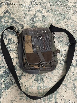 #ad Desigual Vintage Unisex Cross Body Shoulder Bag Fabric pleather Multi pockets