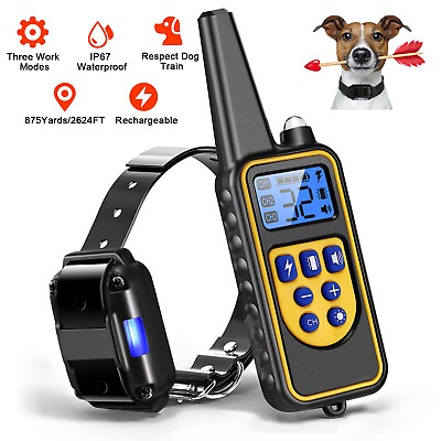 #ad Rechargeable 875 Yard Remote Dog Training Collars Pet Trainer Shock Collar Puppy