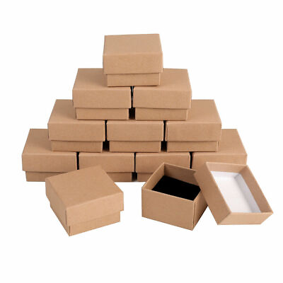 #ad 2x2x1 1 4quot; Khaki Kraft Jewelry Gift Boxes Jewelry Cardboard Boxes 24 48 72 96pcs