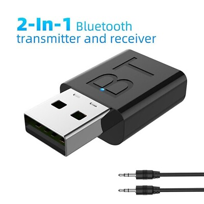 #ad Bluetooth 5.0 USB Wireless Transmitter Receiver 2in1 Audio Adapter 3.5mm Aux Car
