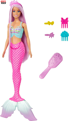 #ad Mermaid Doll with 7 Inch Long Pink Fantasy Hair and Colorful Accessories for Sty