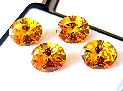 #ad 4 Pcs Natural Zircon Oval Cut 5.30ct each Yellow Cambodian Pair Lot Gemstones