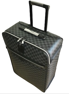 #ad Louis Vuitton Pegase 65 Suitcase Unisex Luggage Bag Black Graphite Silver Lock