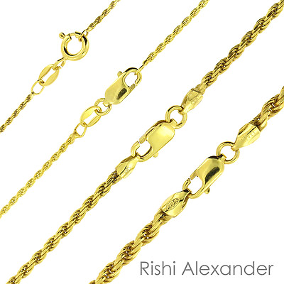 #ad #ad 925 Sterling Silver Gold Plated Diamond Cut Rope Chain Necklace All Sizes