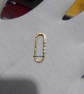 #ad 14k Solid Gold Oval Diamond Enhancer Charm LockHandmade Lock JewelryGift