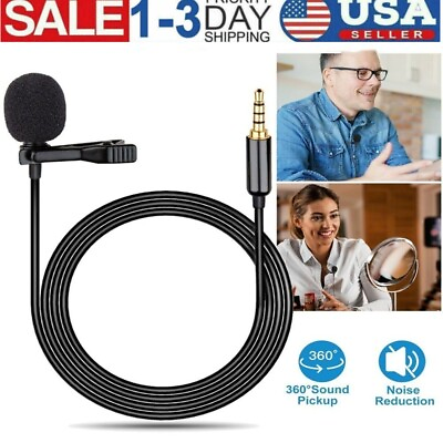 #ad 3.5mm Clip On Lavalier Lapel Microphone Hands Free Wired Condenser Mini Mic New