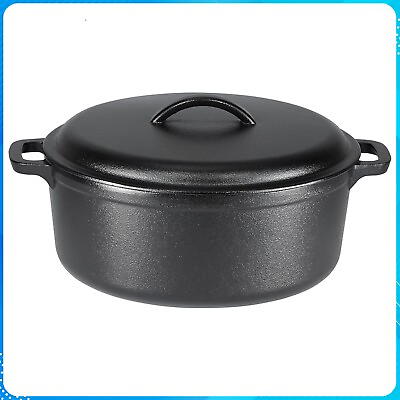 #ad Amazon Basics Pre Seasoned Cast Iron Round Dutch Oven Pot 7 Quart Black