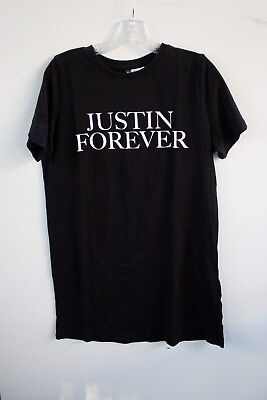 #ad NWOT Hamp;M Divided ‘Justin Forever’ Bieber World Tour T Shirt Dress Shirt Size 10