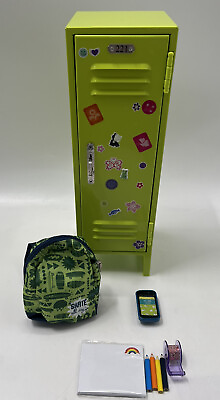 #ad American Girl Doll Lime Green School Locker RETIRED Backpack School Supplies